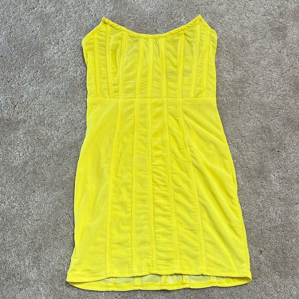 Missguided Yellow Corset Mini Dress